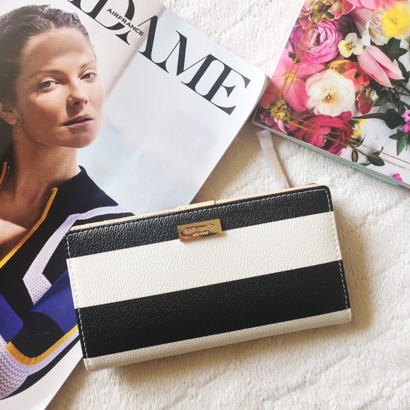 kate spade Handbags - Kate Spade black white striped Stacy wallet NWT